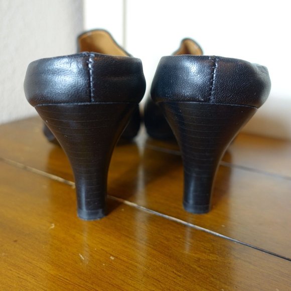 Sofft Women's US 8.5 Black Pointed Toe Leather Mules w/ 3" Heel Casual Work Shoe - Picture 3 of 10